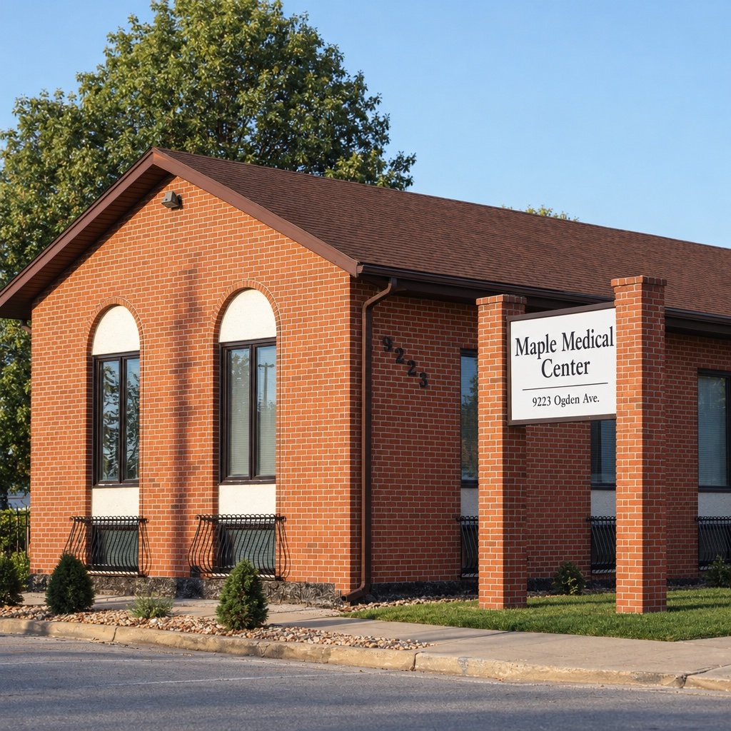Maple Medical Center, a red-brick medical office at 9223 Ogden Ave in Brookfield, IL